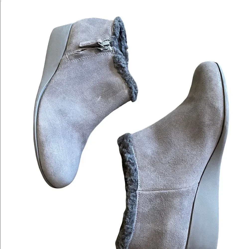 Cole Haan | Gray Callie Shearling Suede Side Zip Fur Waterproof Rain Boot | 5B